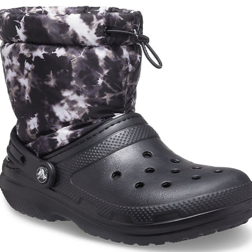 CROCS Black and White Snow Boots